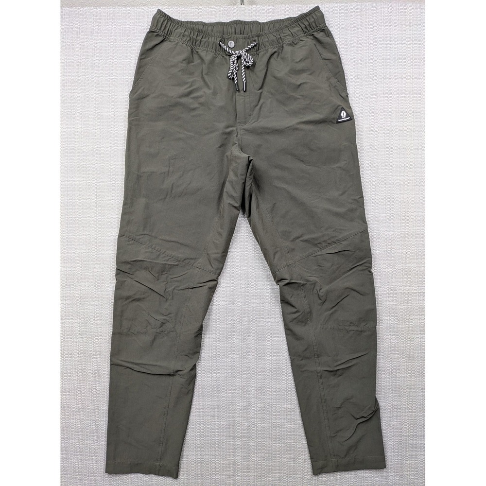 Beardedgoat Pants Mens Large Green Nylon Stretch Hiking Joggers Zip Pocket